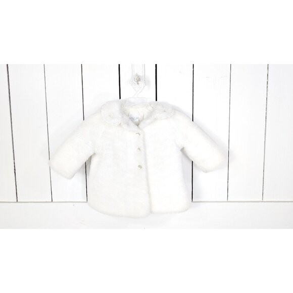 Toddler girls white faux fur button front jacket - Picture 1 of 7